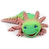 Axolotl Articulated 3D Printed Fidget Toy Design by MatMire Makes (Small, Big Smile, Matte Rainbow)