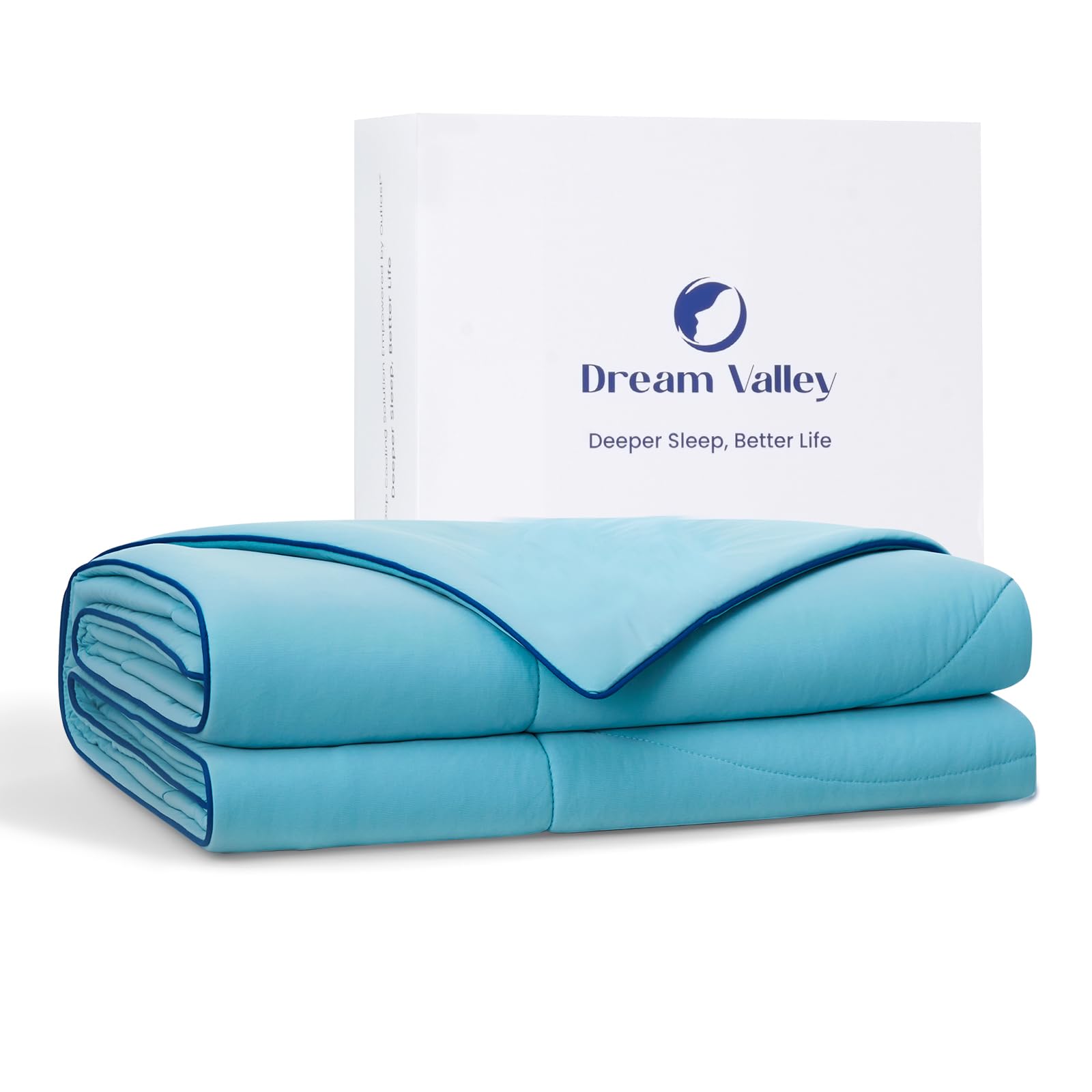Photo 1 of Dream Valley® Outlast® Deepsleep Cooling Comforter, Full/Queen Size, NASA-Grade Space Technology Cooling Blanket for Hot Sleepers Night Sweats, Q-Max > 0.45 Aerocool™ Breathable, Dream Blue, 90"x90"