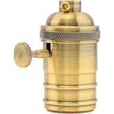 RTNLIT Brass Lamp Socket, Vintage Edison E26/E27 Bulb Light Socket with On/Off Knob Switch(Brass)