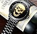 Creative 3D Skull Men's Watch Cool Stainless Steel Big Dial Vintage Boy Quartz Military Wristwatch (Gold 3D Skull)