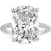 RODIFFY 4CT/7CT Elongated Cushion Cut Engagement Ring for Women, S925 Silver 5A Grade Cubic Zirconia Promise Rings