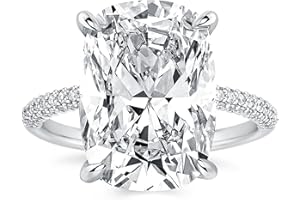 RODIFFY 4CT/7CT Elongated Cushion Cut Promise Ring for Women, Simulated Diamond Ring, 925 Sterling Silver 18K White Gold/Yellow Gold Plated Engagement Rings