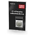 2x2 Coin Flip Sleeves - 1000pcs, No Stapler Needed, Protectors & Holders for Collectors & Miniature Coins - Reusable Self Seal