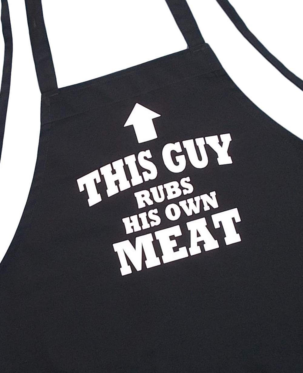 CoolAprons This Guy Rubs His Own Meat Funny BBQ Aprons For Men, Black, Gift For Grill Masters & Barbecue Lovers