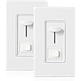 CLOUDY BAY in Wall Dimmer Switch for LED Light/CFL/Incandescent,3-Way Single Pole Dimmable Slide,600 Watt max,Cover Plate Included,White,2 Pack