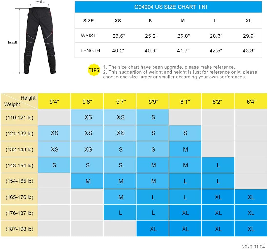 Santic Men's Cycling Pants Fleece Thermal Windproof Winter Outdoor Athletic Pants for Biking Running Hiking : Clothing