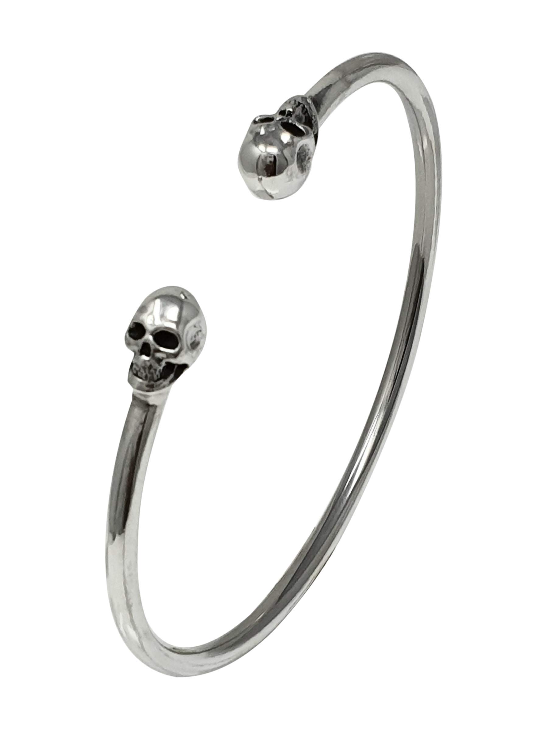 TreasureBay Unique Handcrafted 925 Sterling Silver Bangle Skull Bangle for Women