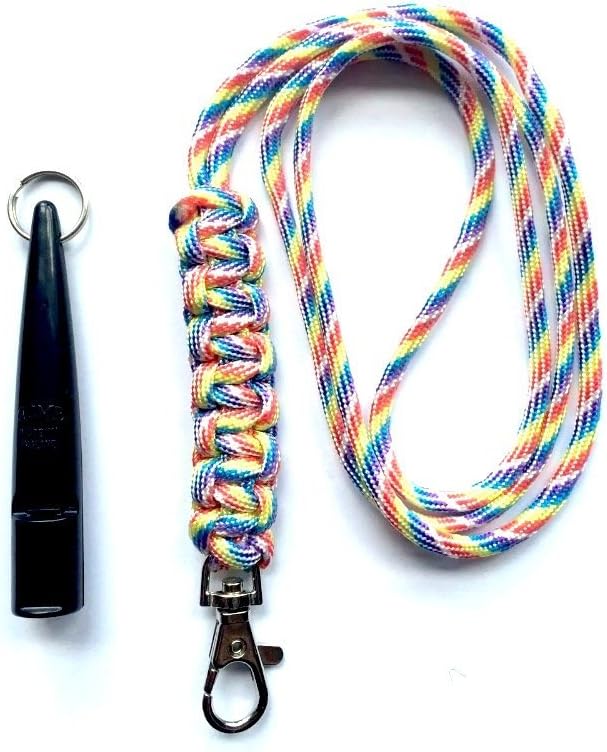 Acme 210.5 Dog Whistle & Lanyard with Cobra Stitch Knot 3mm in Rainbow