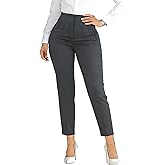 LOVESHOOT Womens High Waisted Pants 2026 Trendy Pleated Straight Leg Dress Pant Business Work Casual Trousers with Pockets Size XX-Large Dark Grey