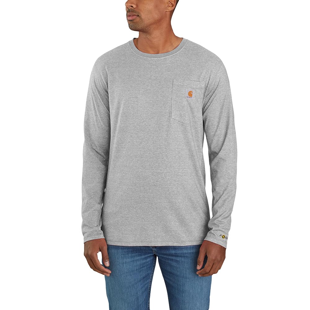 Photo 1 of Carhartt Men's Force Relaxed Fit Midweight Long-Sleeve Pocket T-Shirt, Heather Grey, 3X-Large/Tall