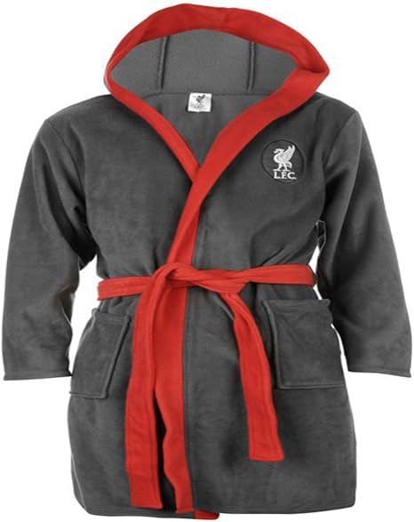 Mens Liverpool The Reds Dressing Gown Robe Grey Red Sleepwear Loungewear Hoodie Hooded With Belt Medium Amazon Co Uk Clothing