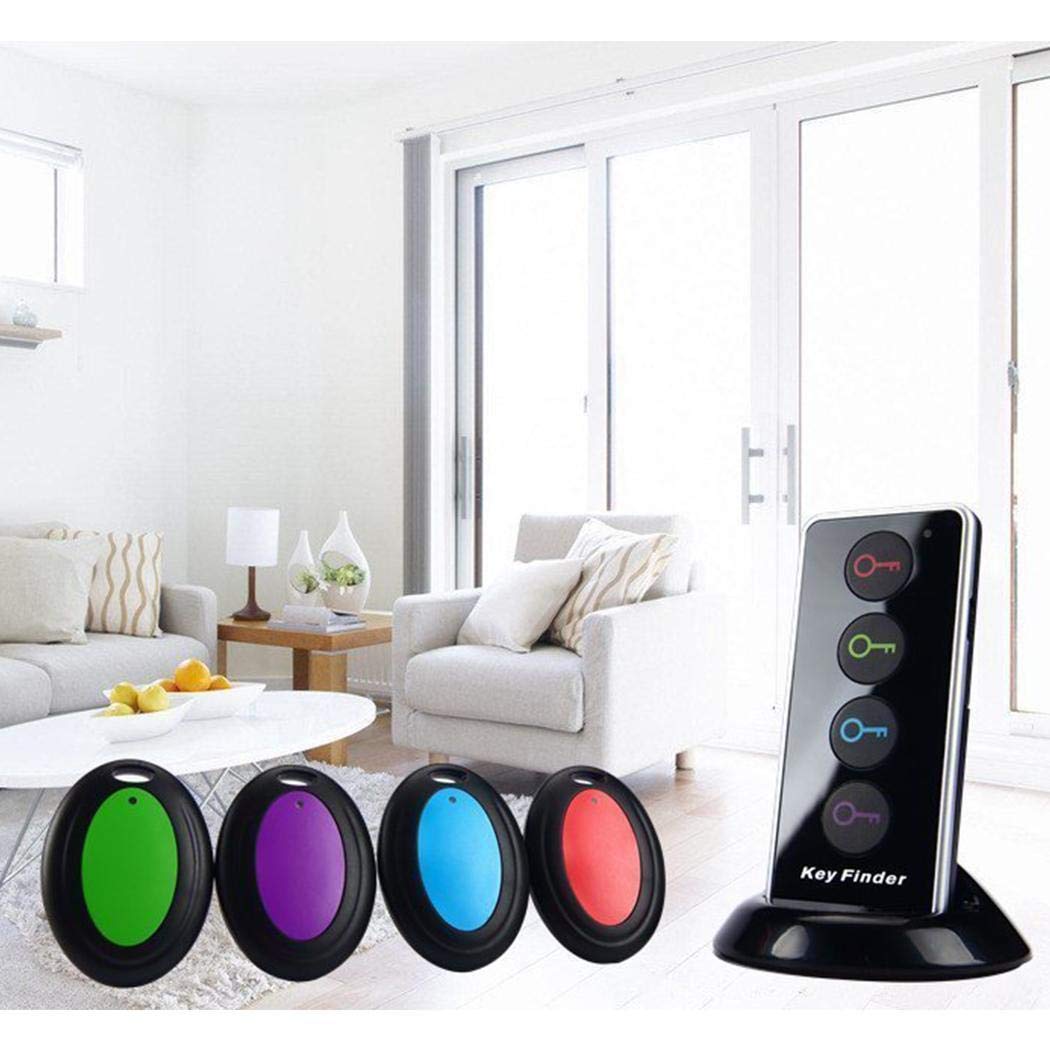 GuGio Wireless Key Finder Phone Finder Smart Tracker Locator with LED Flashlight Anti Lost [1 Remote Control Transmitter 4 Receivers] Anything Finder Alarm Reminder Quickly Find Your Lost Items