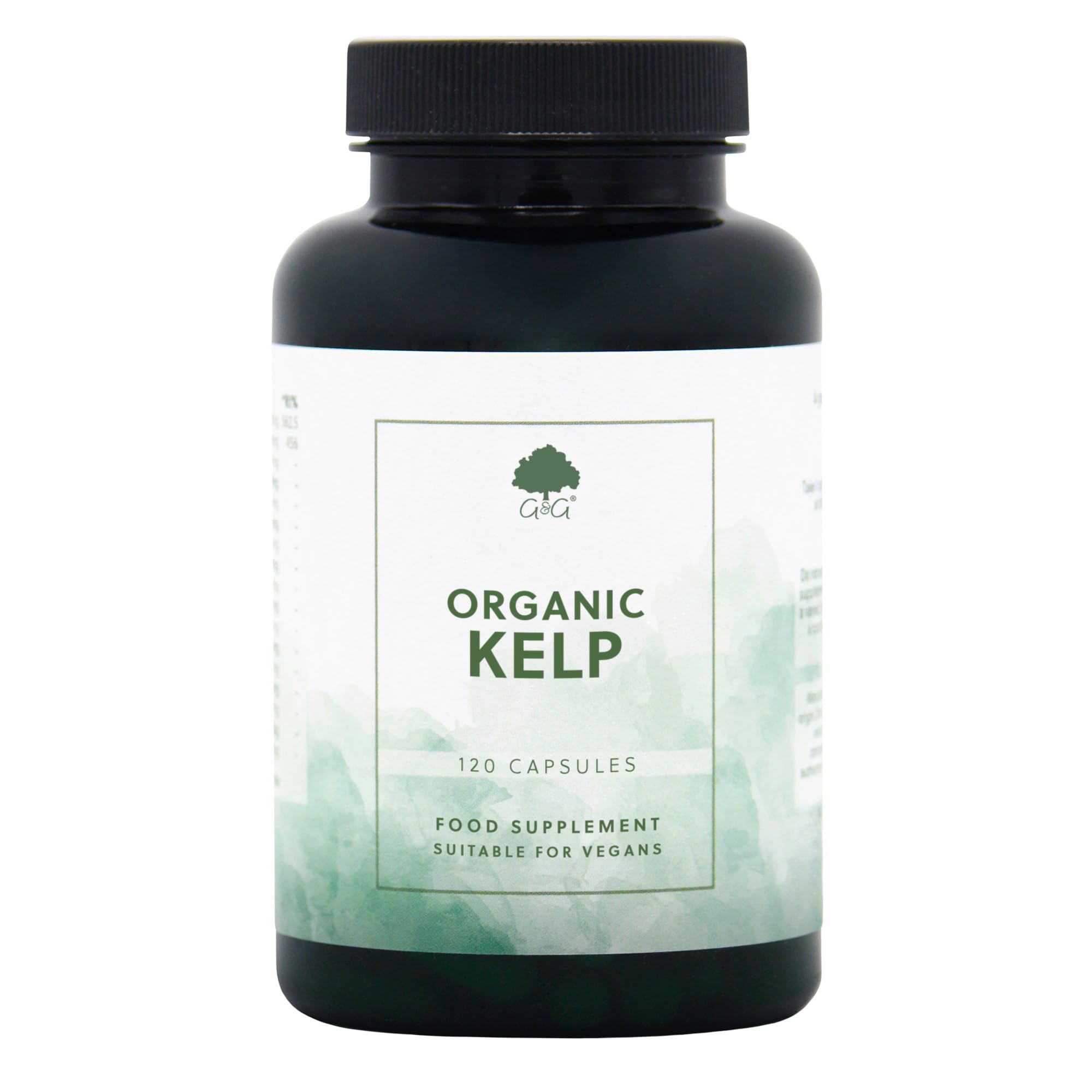 Organic Kelp Supplement 500mg - Natural Source of Iodine - 120 Vegan Capsules - Non GMO, Made in the UK - G&G Vitamins