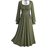ROSE GAL Plus Size Womens Renaissance Medieval Fairy Square Neck Flowy Cottagecore Corset Peasant Costume Dress