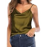 TOUTOUAI Women's Silk Satin Camisole Cowl Neck Tank Top Cami Silky Basic Tank Shirt Blouses