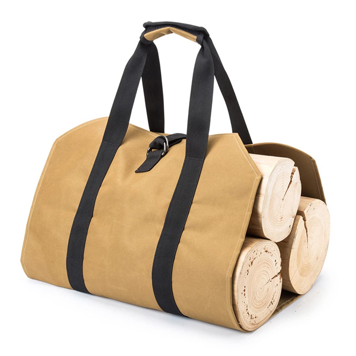 Saijer Canvas Firewood Bag, Canvas Firewood Log Carry Bag, Waterproof, Foldable Firewood Carry Bag, Fireplace Firewood Storage Bag, Portable Firewood Basket, Wood Basket for Garden Fireplace