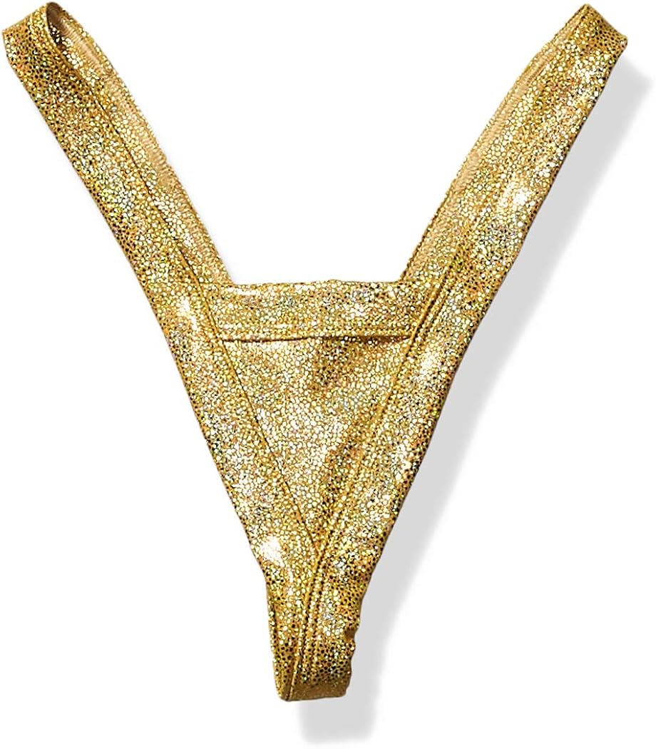 BODYZONE Women's New Years Comfort V Thong, Shattered Gold, One Size: Clothing