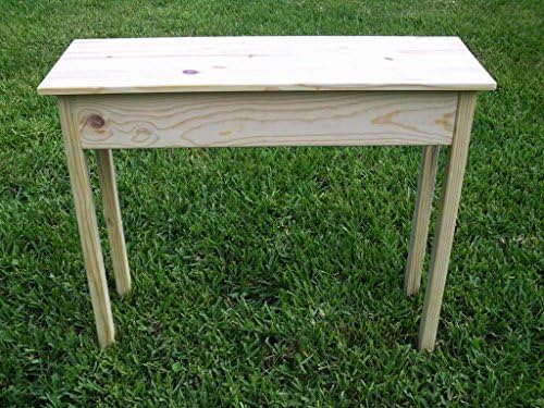 36" Unfinished Pine Console Sofa Table With Tapered Legs