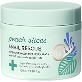 Peach Slices - Snail Rescue Intensive Wash-Off Jelly Mask (3.38 oz) - 95% Snail Mucin Concentrate - Gentle, Clear Skin - Cica, Birch Juice & Licorice - Vegan & Cruelty Free - Korean Skin Care & Beauty
