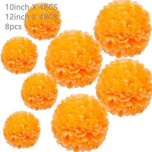 Amazon Com Zooyoo 8pcs Orange Hanging Tissue Paper Pom Poms