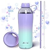 Allcho Insulated Water Bottle for Women, 18 oz Stainless Steel Water Bottles, Double Walled, 2 Lids (Chug & Tumbler) - Hydrate & Caffeinate, Available Gift Wrapping