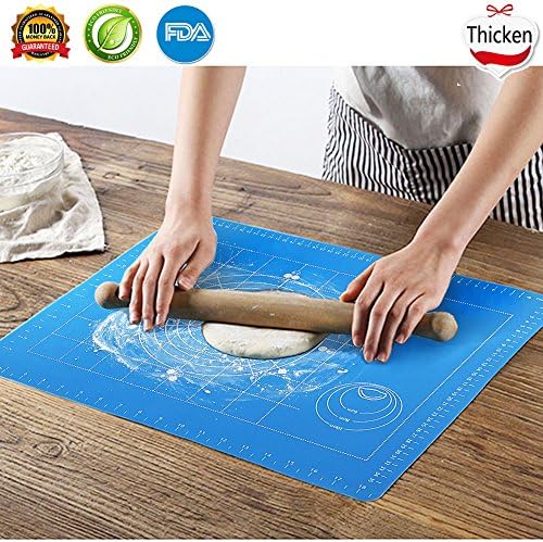 Silicone Pastry Mat Set Baking Mat Nonstick Rolling with Measurements Kneading Board for Rolling Dough Reusable Thicken Pad Pie Bread Cookie Sheet (19.5" x 15.5")