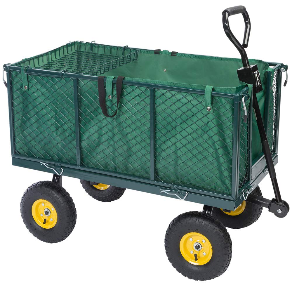 Deuba Remorque De Transport 4 Roues Chariot Avec Bache Amovible Et Panier Metallique Charge Max 300 Kg Jardin Jardinage Amazon Fr Bienvenue