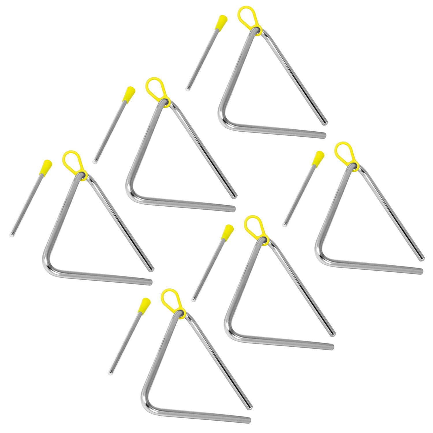 TIGER TRI7-6-MT 15CM (6") Heavy-Duty Steel Triangle Instrument, Complete with Rubberised Handle and Beater, Ideal for Early Development of Rhythm and Primary School Use, Pack of 6