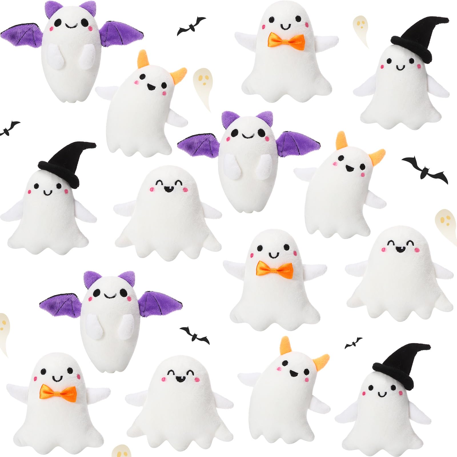 Photo 1 of Aoriher 15 Pcs Ghost Plush Toys Bulk Mini Stuffed Animal 3.94 Inch Small Ghost Plush Keychain for Operation Christmas Items Kids Baby Shower Favors Bag Fillers Halloween Classroom Prize, 5 Styles