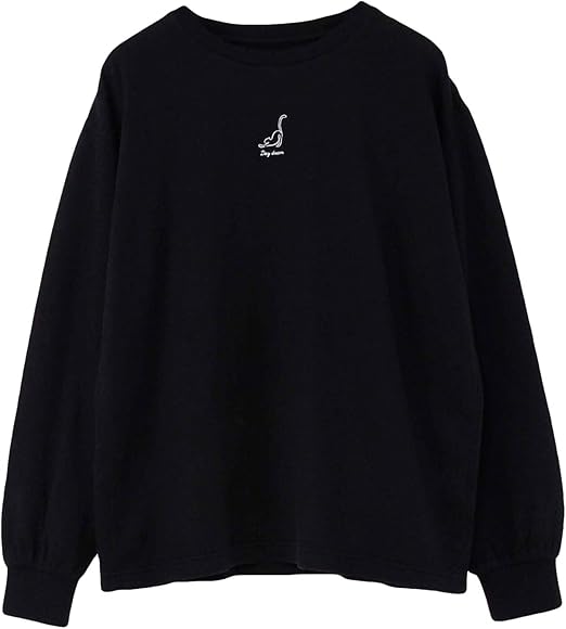 Amazon コーエン 接結ロゴプリントロングスリーブ Tシャツ 0900 レディース ブラック 09 Free Size Tシャツ カットソー 通販