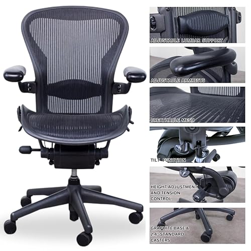 Aeron Herman Miller Office Chair Size B |10 Year Warranty Fully  Adjustable Arms| Tilt Limiter and Seat Angle