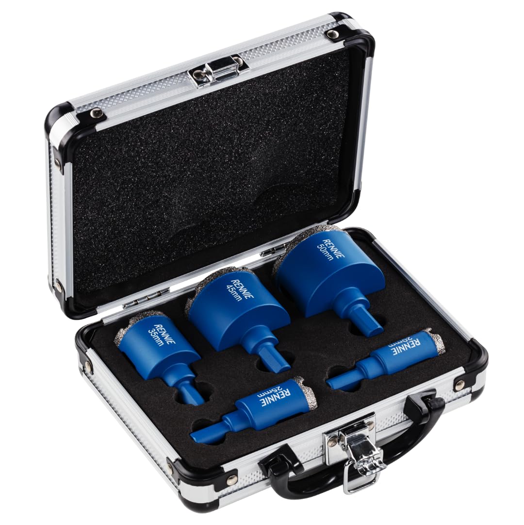 5 Piece Set 20/25/35/45/50mm Diamond Hole Saw Set With Tri Shank For Porcelain Tiles Ceramic Slate Stone Granite Marble Glass. Diamond Core Holesaw/Hole Cutter Set — image 1