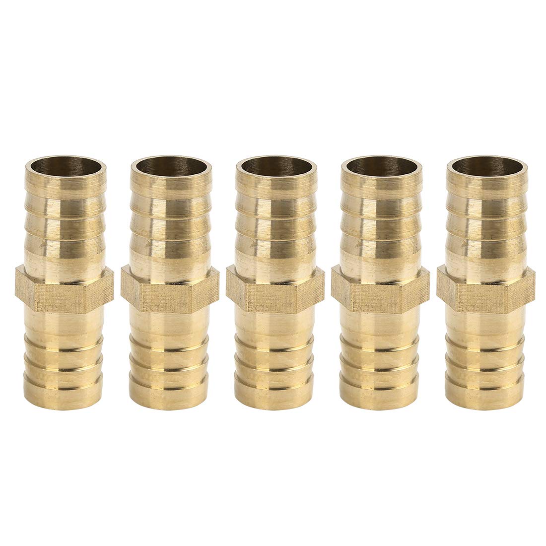 X AUTOHAUX 19mm Brass Barb Hose Fitting Straight Union Connector for Air Water Gas Oil 5pcs