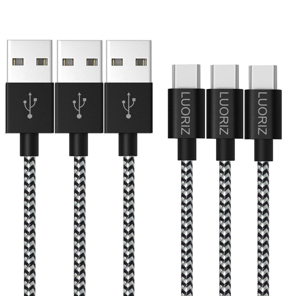 LUORIZ USB Typ C Kabel, 3 Pack 2M/6.6ft Lang Nylon Geflochten USB Typ C Ladekabel Datenkabel für Samsung Galaxy Note 8 S8 +, LG G5 G6, Nexus 5X 6P, Huawei P9 P10, HTC 10 U11, Sony Xperia XZ, OnePlus 2 3T, Lumia 950 XL, Google Pixel, New Mac