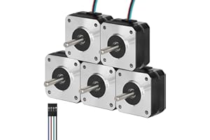 BESJMYT Nema 17 Stepper Motor 5PCS High Torque 190mNm/26.90oz.in 22.5mm-0.89inch Bipolar 1A(3.7V) 1.8 Deg 2 Phase 4 Lead for DIY CNC/3D Printer/Automation/Robot with 100cm Meter and Connector