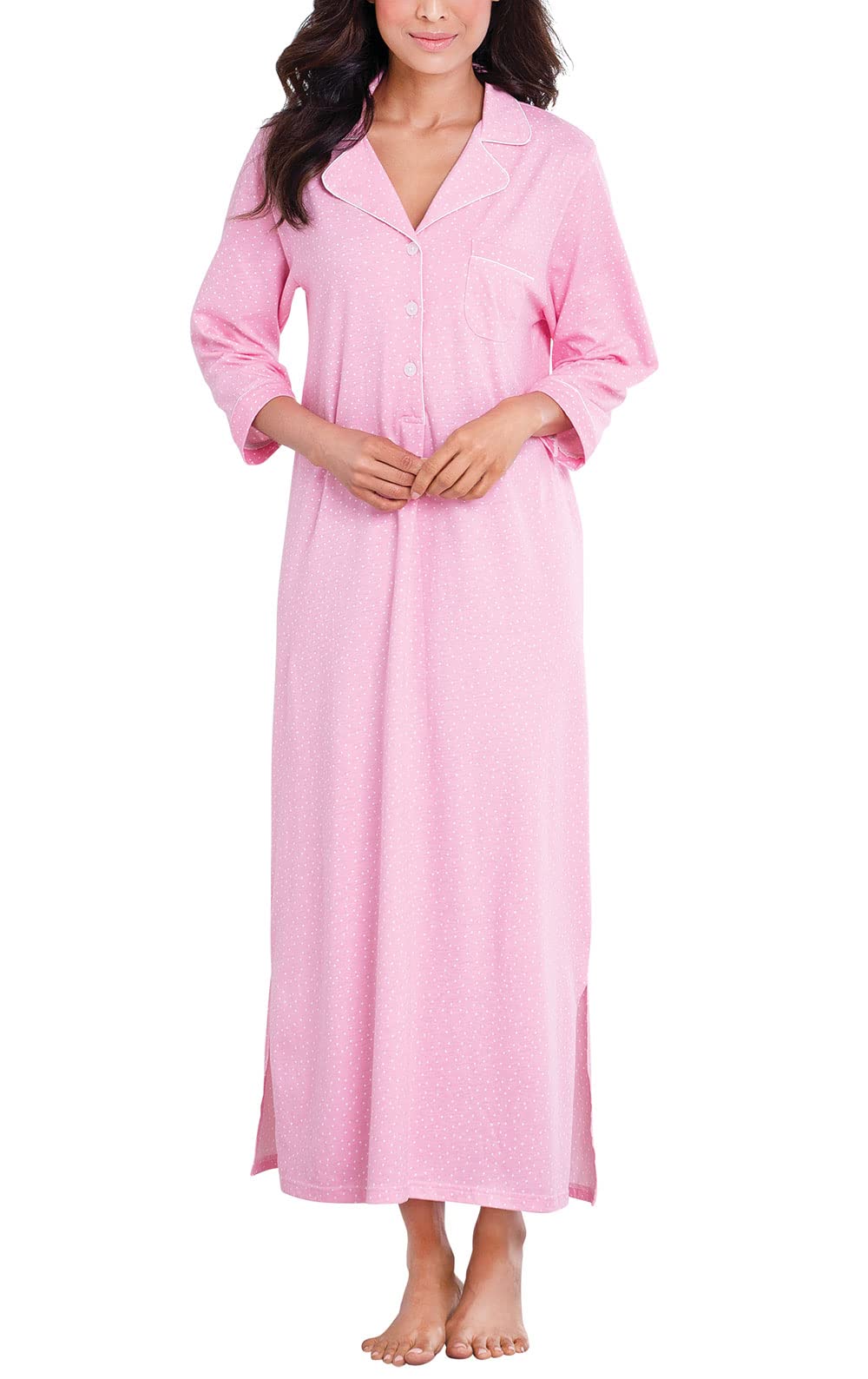 PajamaGram Womens Nightgown So Soft - Long Nightgowns for Women, Pink, S, 4-6 Image