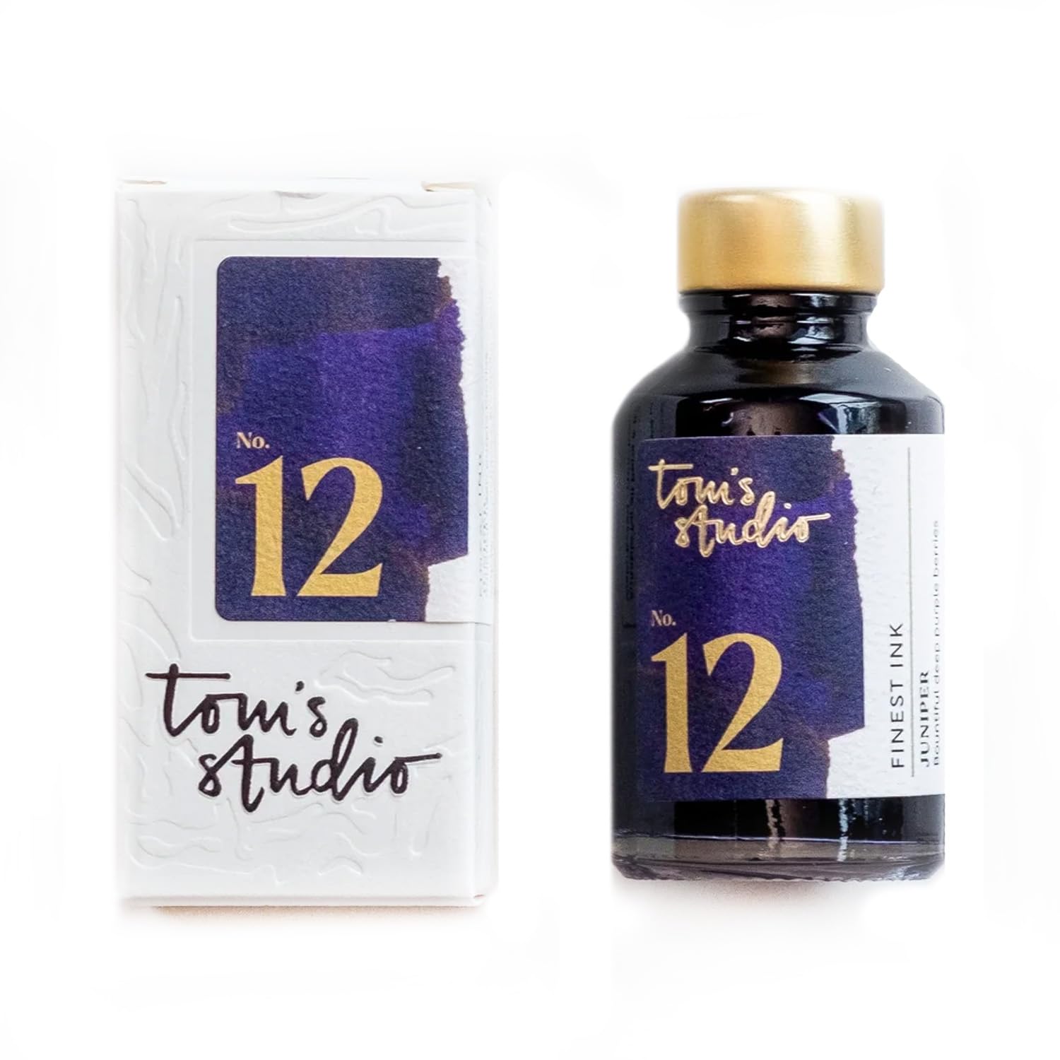 Tom's Studio British Made Fountain Pen Ink (50ml, Juniper Purple Ink) | Glass Ink Bottle for Fountain Pen | Designed for Writing, Drawing and Doodling | Acid Free, Non Toxic & Vegan