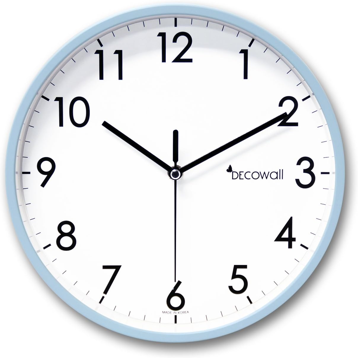 DECOWALL DSH-A25BL 9.8" Non-Ticking Silent Modern Pastel Wall Clock DIY for Living Room Bedrooms Office Kitchens (Ice Blue, 25cm)