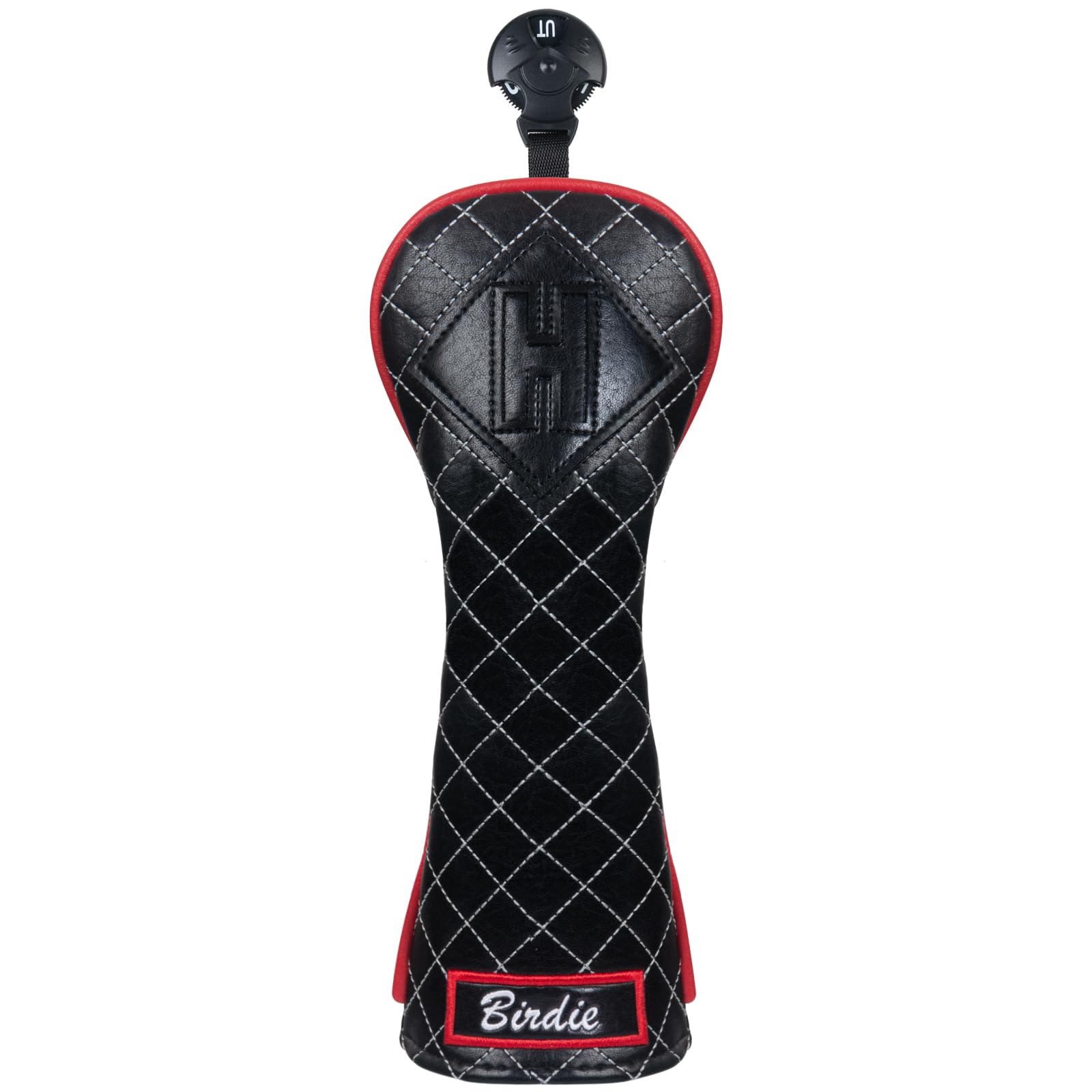 Golf Club Head covers Hybrid Utility Rescue with Interchangeable Number Tag 23456 UT Elastic Closure Black PU Leather Birdie