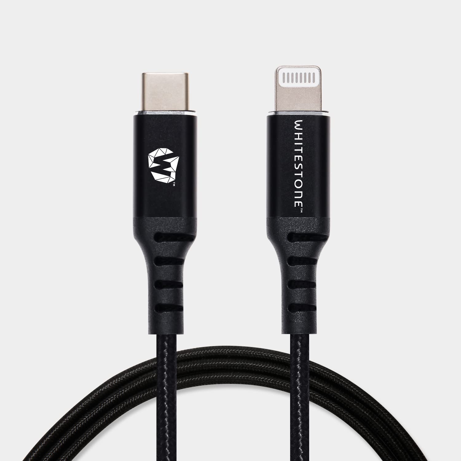 Photo 1 of [1PACK] Whitestone C to L Charging Cable for iPhone Series (MF-i Certified) with Fast Charging and high Efficiency - Black Metal Shell USB c to Lightn Cable [6ft]