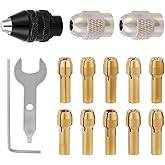 15PCS Drill Chuck Collet Set (0.02in - 0.13in) for Dremel | Keyless Quick Replacement Kit, Compatible with Dremel Accessories, Includes 4486 Rotary Tool &amp; 4485 Brass Collet &amp; Metal Nut