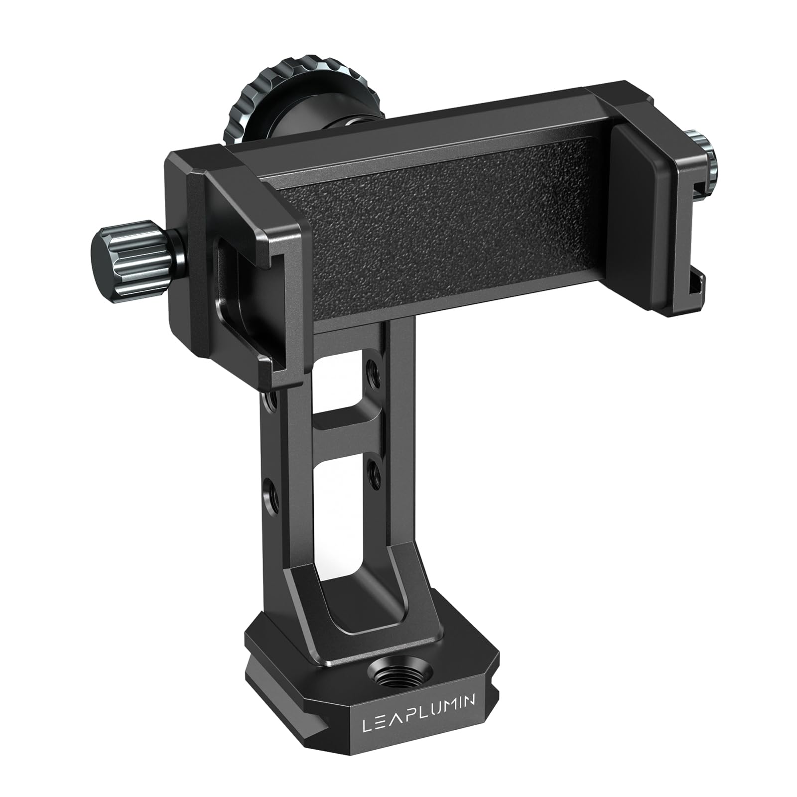 Leaplumin Metal Phone Mount for Tripod with 2 Cold Shoes & Arca Port,Phone Holder Stand with 4 * 1/4" Screw Mount,Support Vertical & Horizontal Rotate Suitable for iPhone 15 Pro/14Pro/13Pro/12/11
