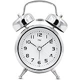 TXL 3.5" Twin Bell Alarm Clocks Kids, Battery Operated with Nightlight, Handheld Sized, Non-Ticking Silent Metal Alarm Clocks