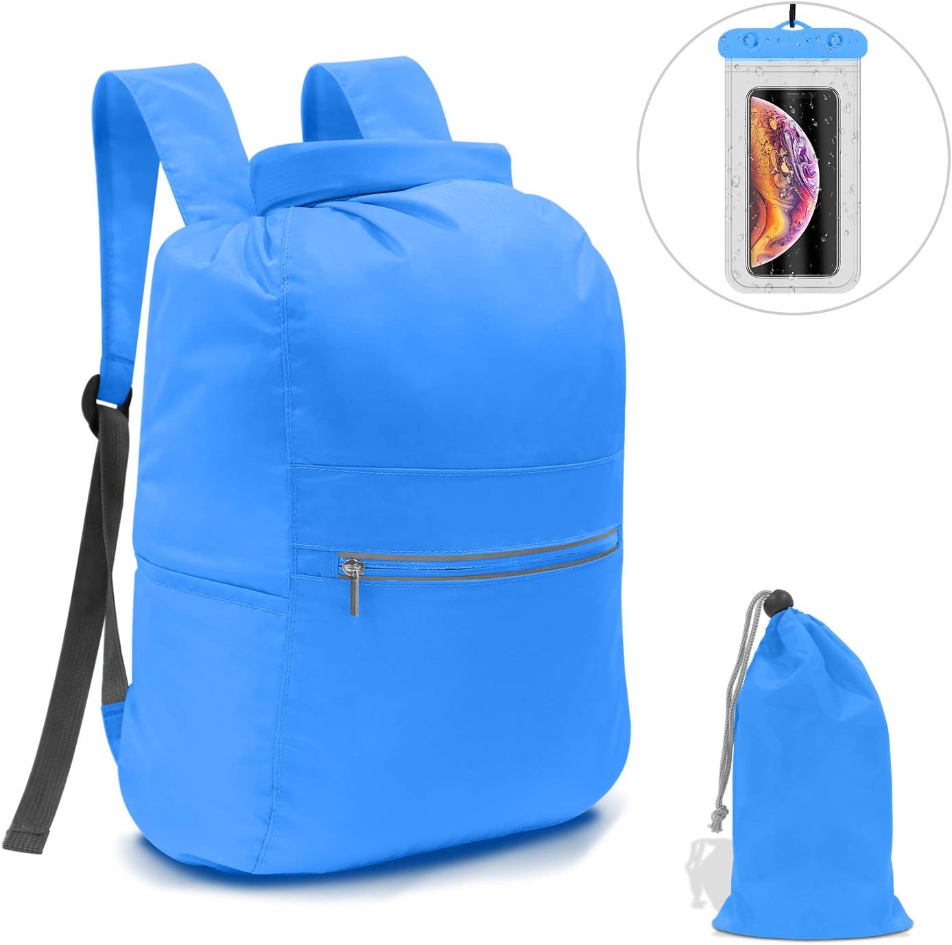 N NEWKOIN Dry Bag Waterproof Backpack, Lightweight Portable Convenient Storage Wet Dry Bag Foldable with Wet Towel Separate Bag for Rafting, Swimming, Beach, Kayaking with Waterproof Phone Case