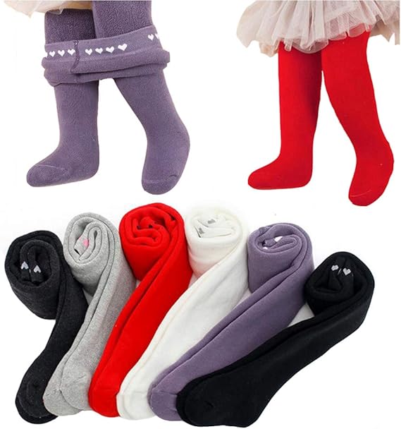 6 pantimedias gruesas de invierno para bebés y niñas, Heart, 1 Años2