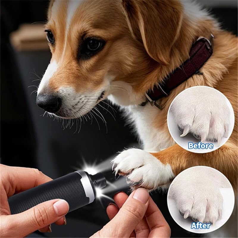 2025 Upgraded Cat Dog Nail Grinder, Quiet Electric Pet Nail Clipper with LED Light & 3 Speeds, Safe Rechargeable Nail Trimmer for Suitable for Large Medium Small Dogs and Cats Pets (White)