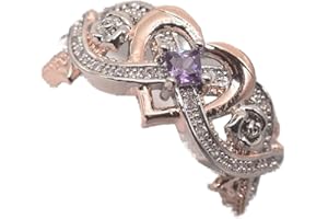 Vsoruln 925 Sterling Silver Shining White Rose Princess Diamond Ring X Ring Cubic Zirconia Promise Rings CZ Heart-Shaped Rose Gold Two-Tone Zircon Ring Engagement Wedding Band Ring for Women (7)