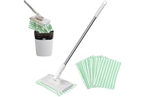 Snap Grip Mini Mop, Lazy Mop with 10 Reusable Cleaning Cloths, Convenient Cloth Changing MiniMop for Floor, Wall, Window, Bat