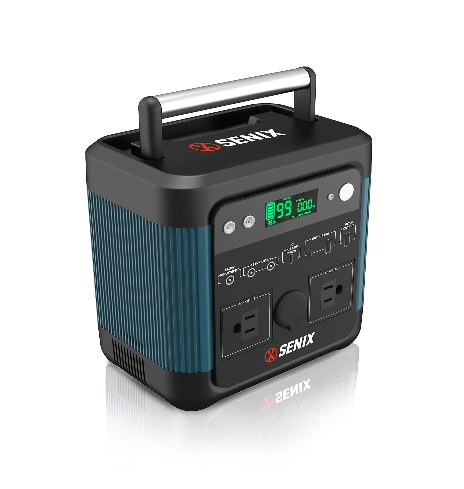 Photo 1 of SENIX Portable Power Station 518Wh Lithium Battery, 2 120V 600W (1200W Peak) Pure Sine Wave AC Outlets, USB-A/C/Quick Charge Ports, Car Charger, LED Light for Camping, Travel, Emergencies (PS600)