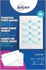 Avery L4727-20 Printable Name Badge Inserts 90x54 mm Pack 200 White view 2